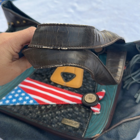 Chala Navy Blue Patriotic Brown Bear Tote Bag - Picture 5 of 11